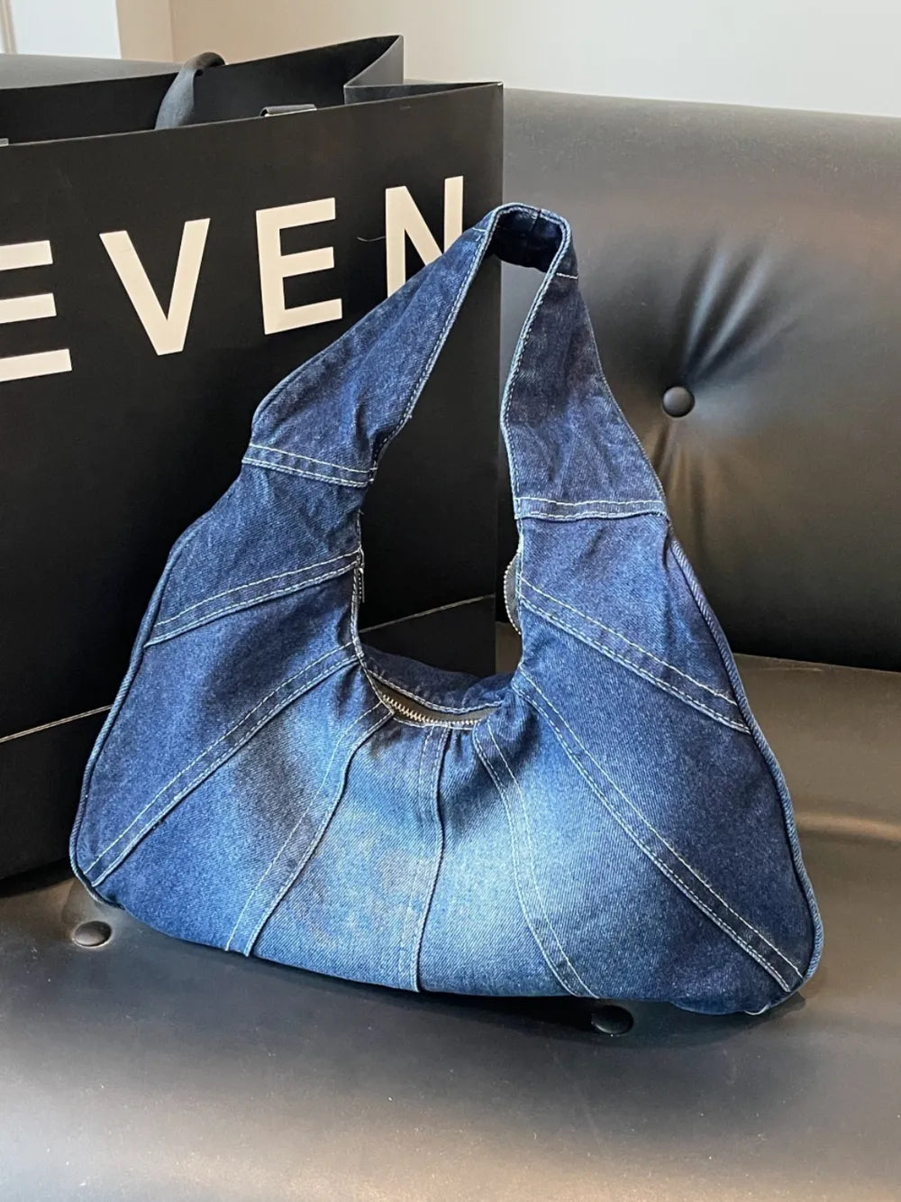 Crescent Denim Shoulder Bag for Everyday Use