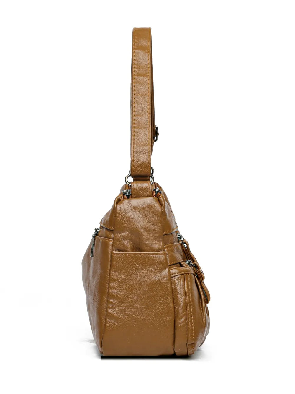 Ruched Adjustable Strap PU Leather Bag