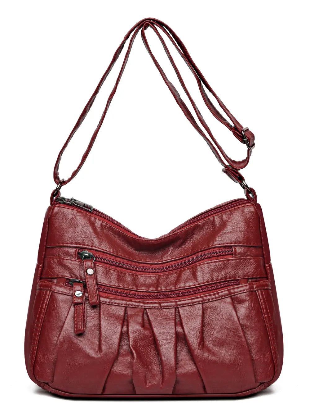 Ruched Adjustable Strap PU Leather Bag