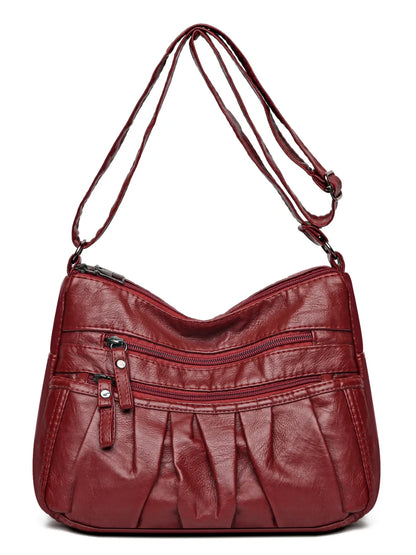 Ruched Adjustable Strap PU Leather Bag