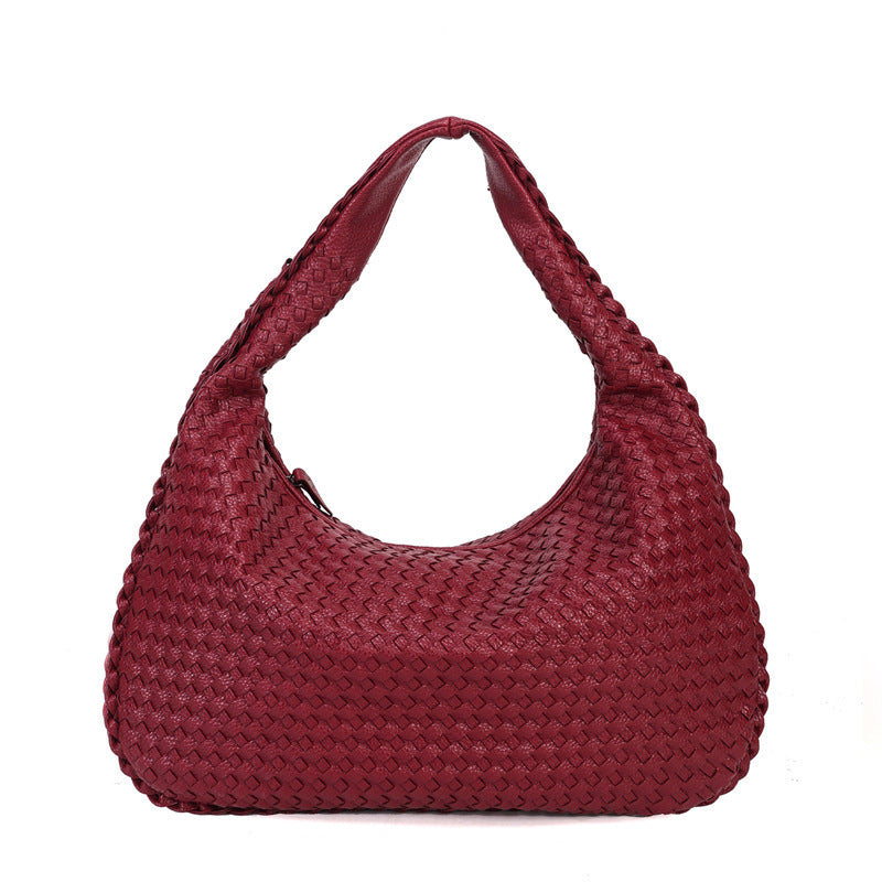 Handmade Woven Leather Hobo Bag, Spacious
