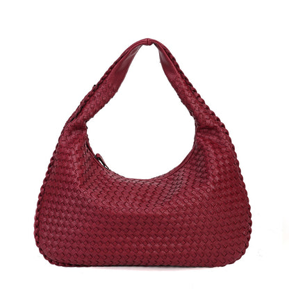 Handmade Woven Leather Hobo Bag, Spacious