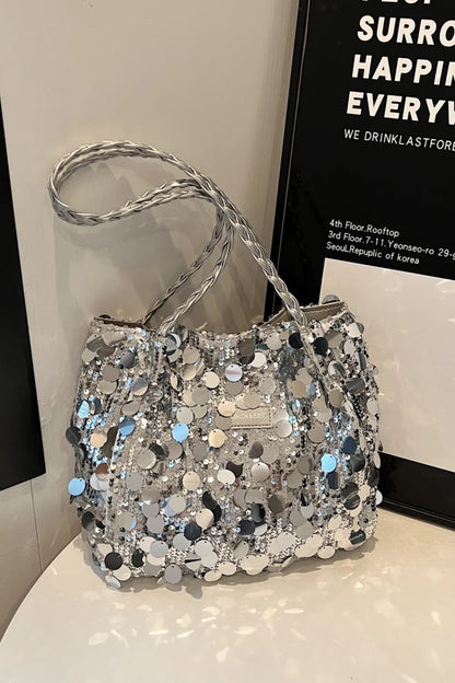 Sequin Braided Strap Chic Shoulder Bag