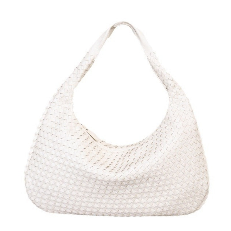 Handmade Woven Leather Hobo Bag, Spacious