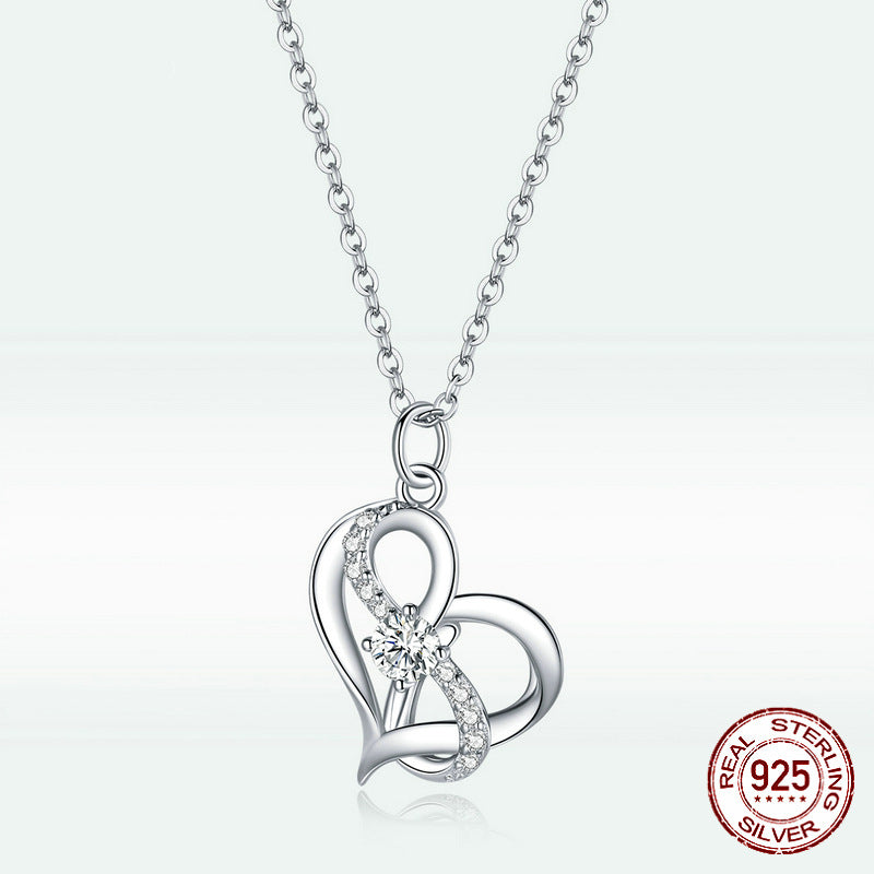 S925 Silver Necklace -  Heart-Shaped Pendant
