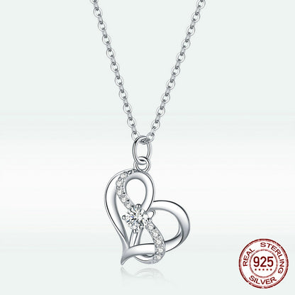 S925 Silver Necklace -  Heart-Shaped Pendant