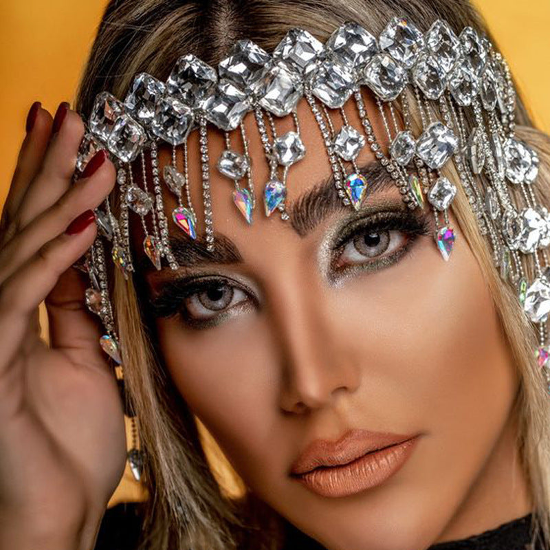 Exaggerated Crystal Hair Chain – European &amp; American Fashion ✨