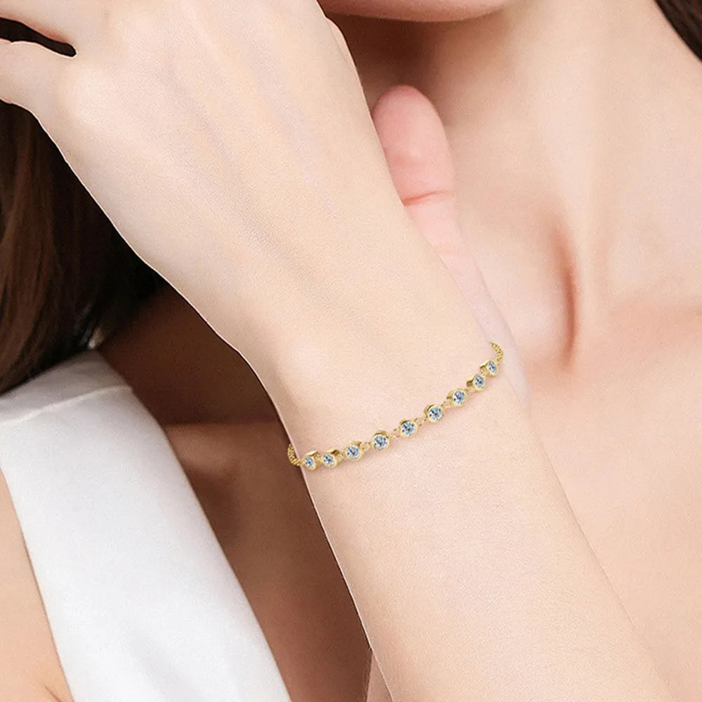 S925 Silver Bracelet - Inlaid Moissanite Elegance