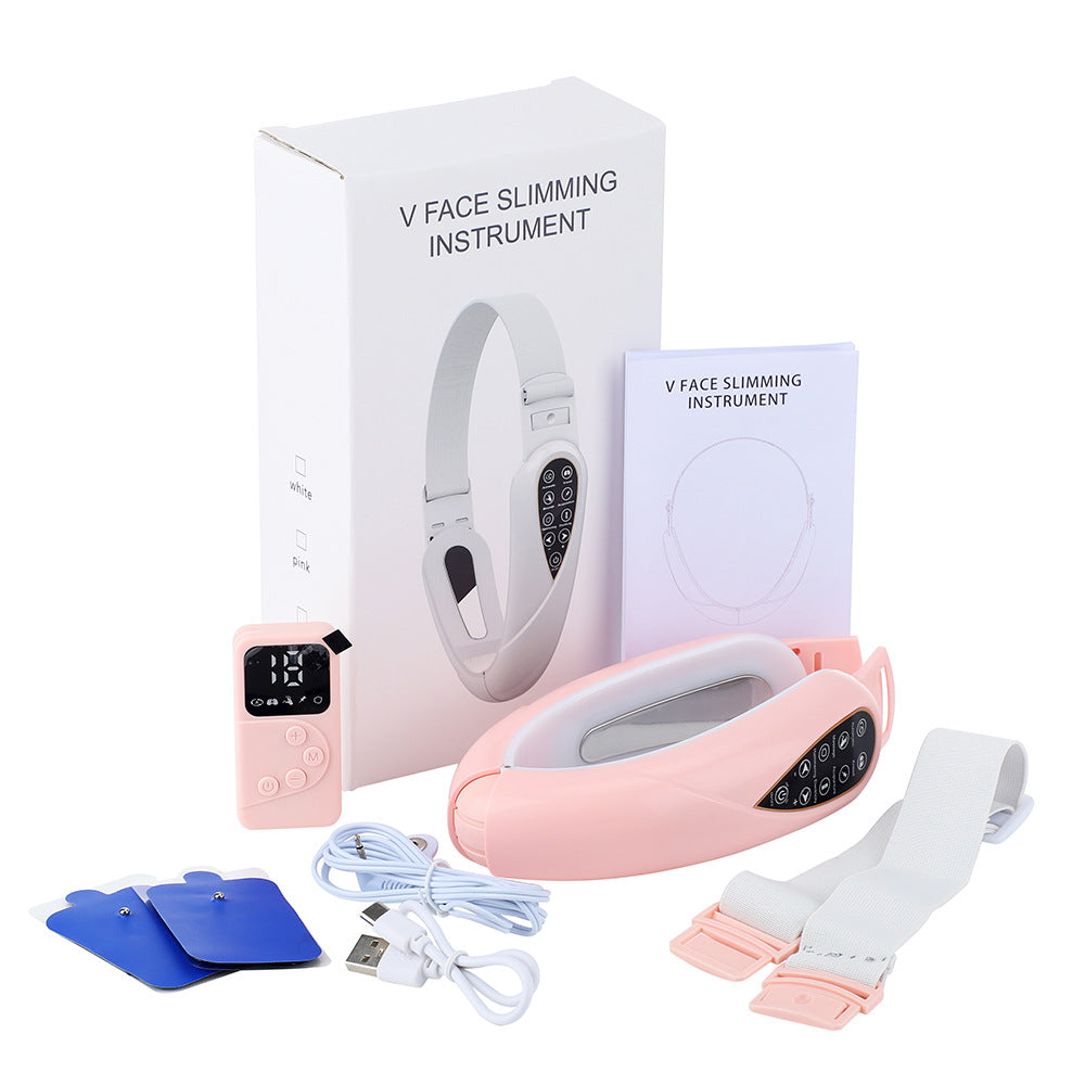 Remote Control Microcurrent Face Slimmer – EMS V-Face Lifting &amp; Light Therapy Device