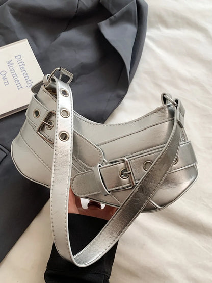 Chic PU Leather Buckle Shoulder Bag