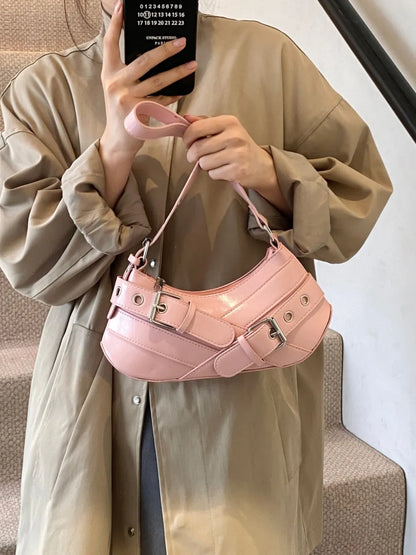 Chic PU Leather Buckle Shoulder Bag