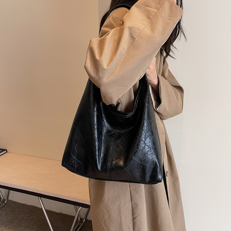 Vintage Wine Red Soft PU Leather Tote Bag