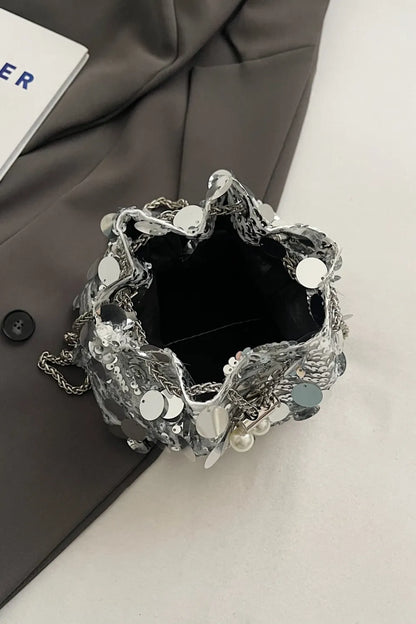 Sequin Drawstring Crossbody Bag for Style