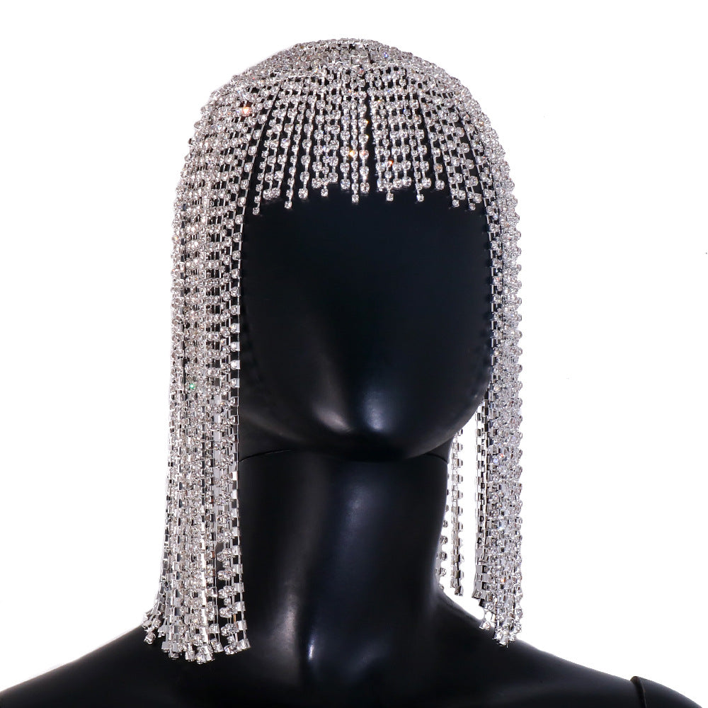 Exaggerated Long Flowing Rhinestone Hair Chain – Nightclub &amp; Stage Performance Headwear ✨