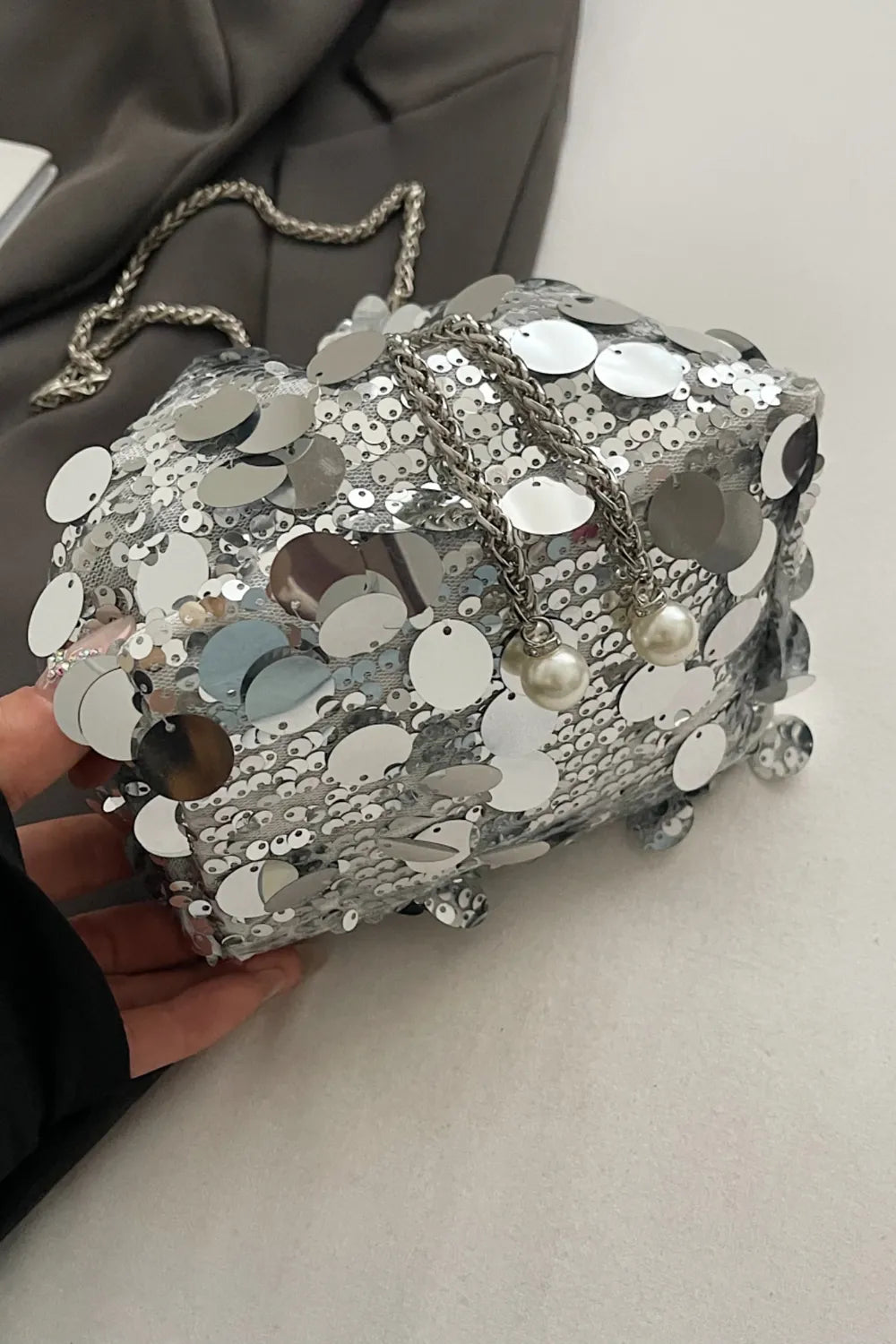 Sequin Drawstring Crossbody Bag for Style
