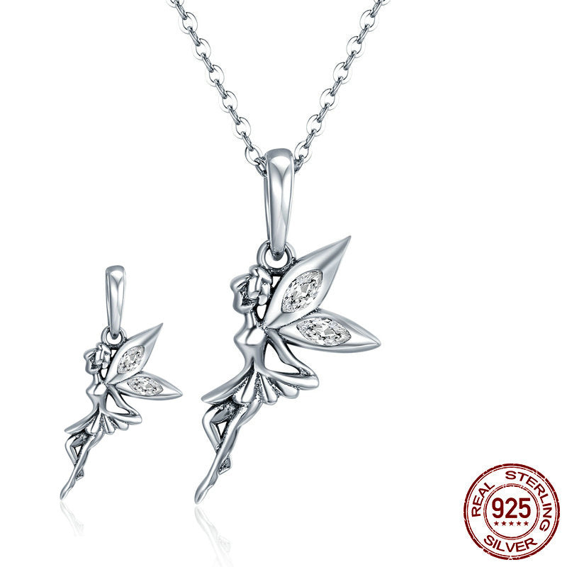 S925 Silver Necklace - Personalized Flower Fairy Silver Charm