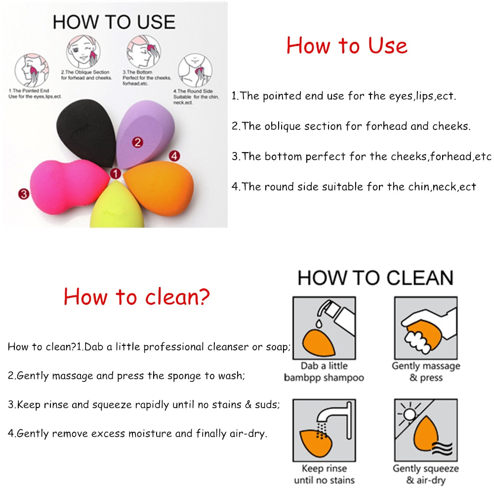 5Pcs Makeup Sponge Blender Set – Professional Beauty Puffs for Flawless Foundation