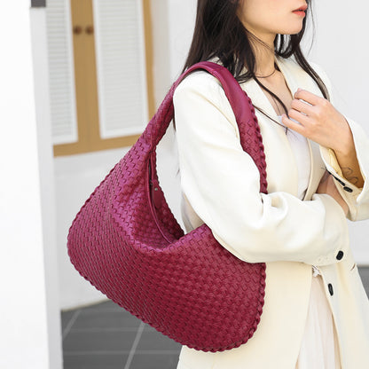 Handmade Woven Leather Hobo Bag, Spacious