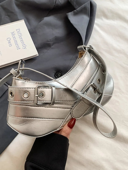 Chic PU Leather Buckle Shoulder Bag