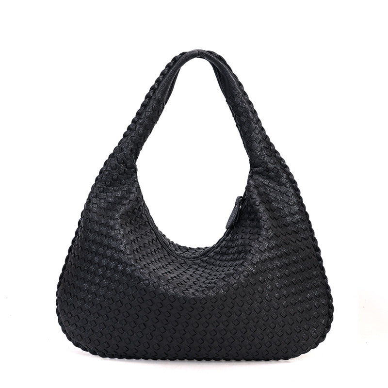 Handmade Woven Leather Hobo Bag, Spacious