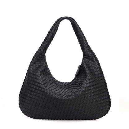 Handmade Woven Leather Hobo Bag, Spacious