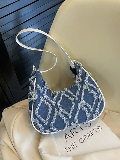 Raw Edge Cloth Shoulder Bag for Everyday Style