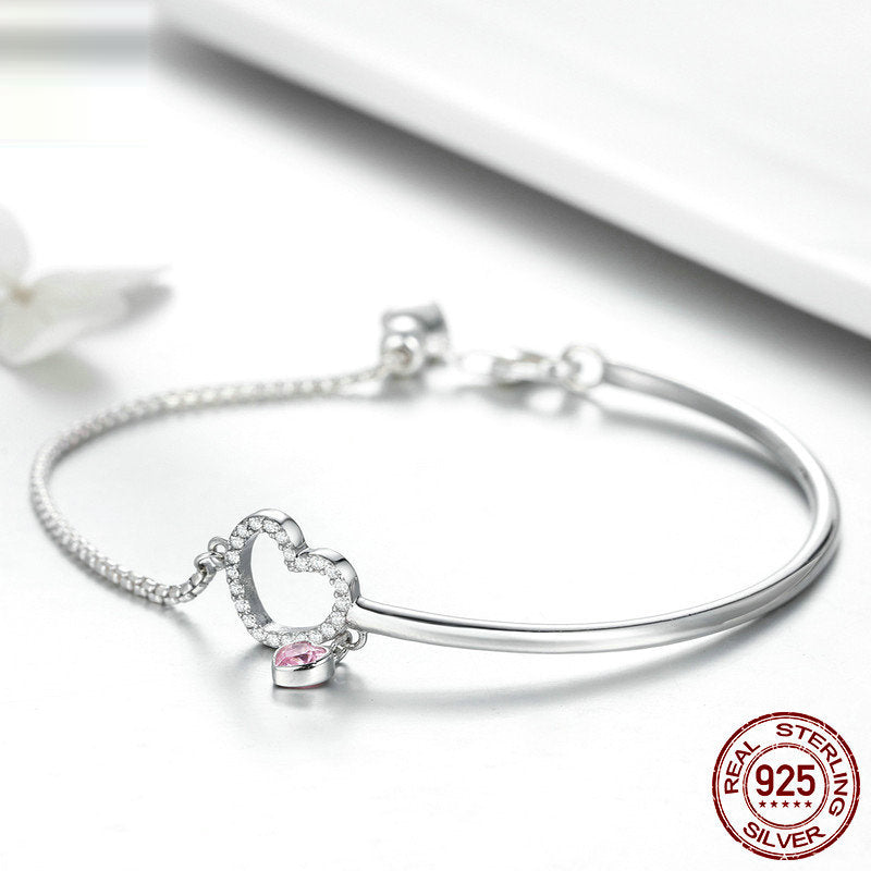 S925 Silver Bracelet -  Elegant Heart Shaped Design