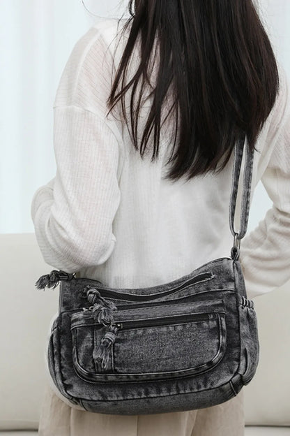 Adjustable Denim Crossbody Bag for Everyday Use