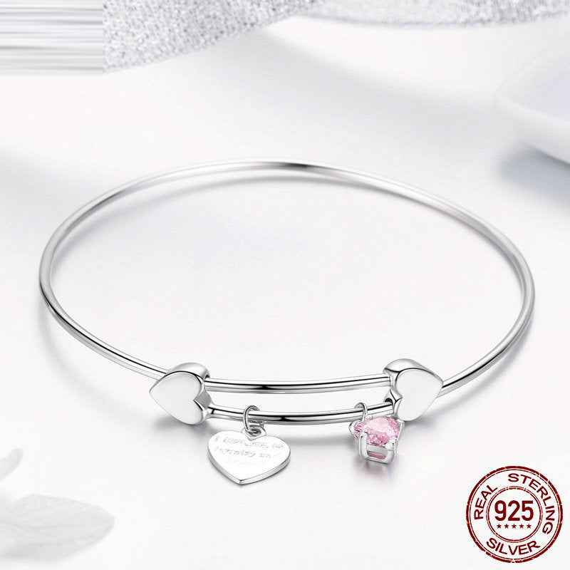 S925 Silver Bracelet - Heart-Shaped Design