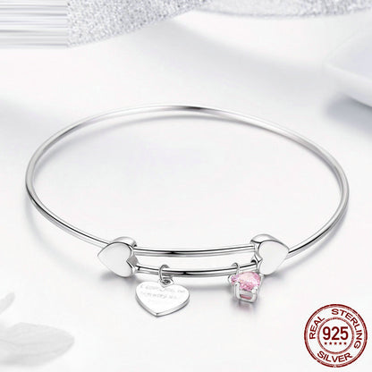 S925 Silver Bracelet - Heart-Shaped Design