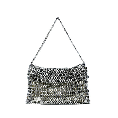 Chic Hand Woven Silver Sequin Bag for Women