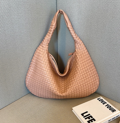 Handmade Woven Leather Hobo Bag, Spacious