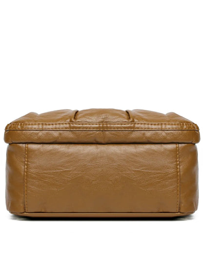 Ruched Adjustable Strap PU Leather Bag