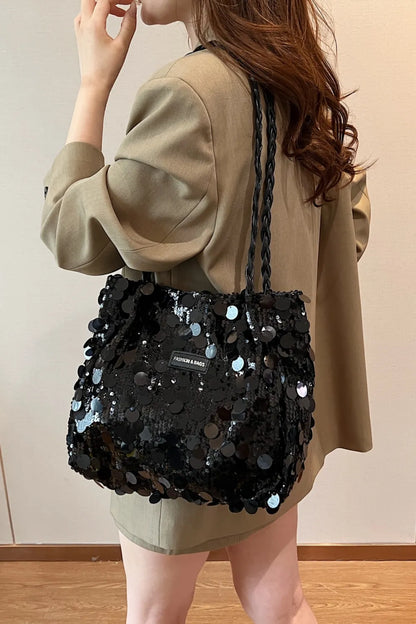Sequin Braided Strap Chic Shoulder Bag