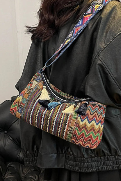 Tassel Strap Shoulder Bag with Adjustable Fit