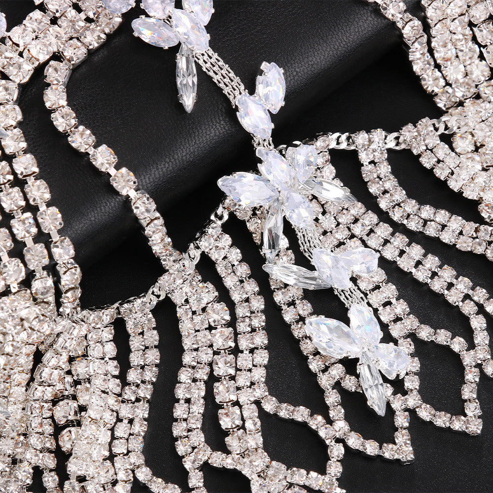 Fashionable Leaf Water Diamond Tassel Hair Chain – Elegant Women’s Headwear ✨