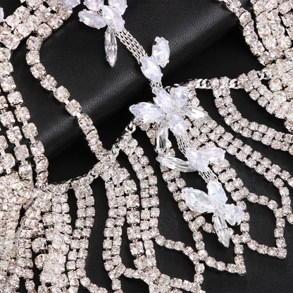 Fashionable Leaf Water Diamond Tassel Hair Chain – Elegant Women’s Headwear ✨