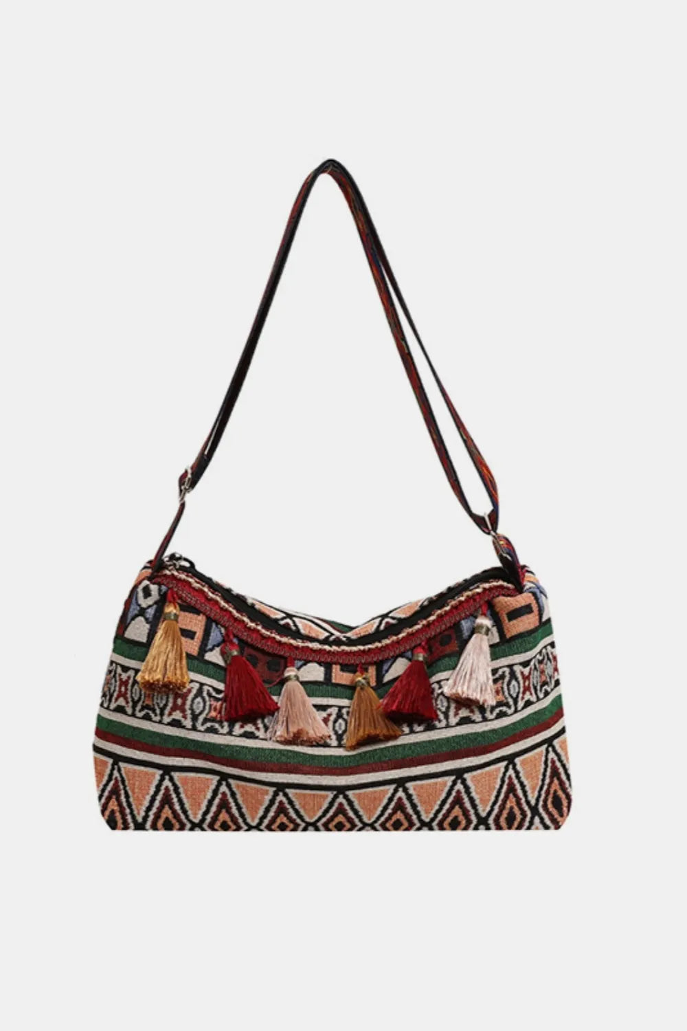 Tassel Strap Shoulder Bag with Adjustable Fit