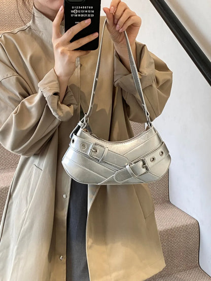 Chic PU Leather Buckle Shoulder Bag
