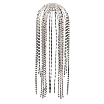 Rhinestone Long Tassel Headpiece – Exaggerated Personality Hair Accessory ✨