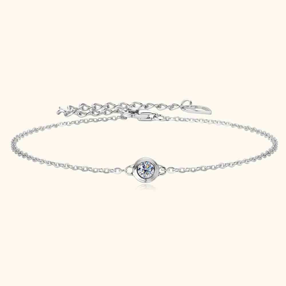 S925 Silver Bracelet - Inlaid Moissanite