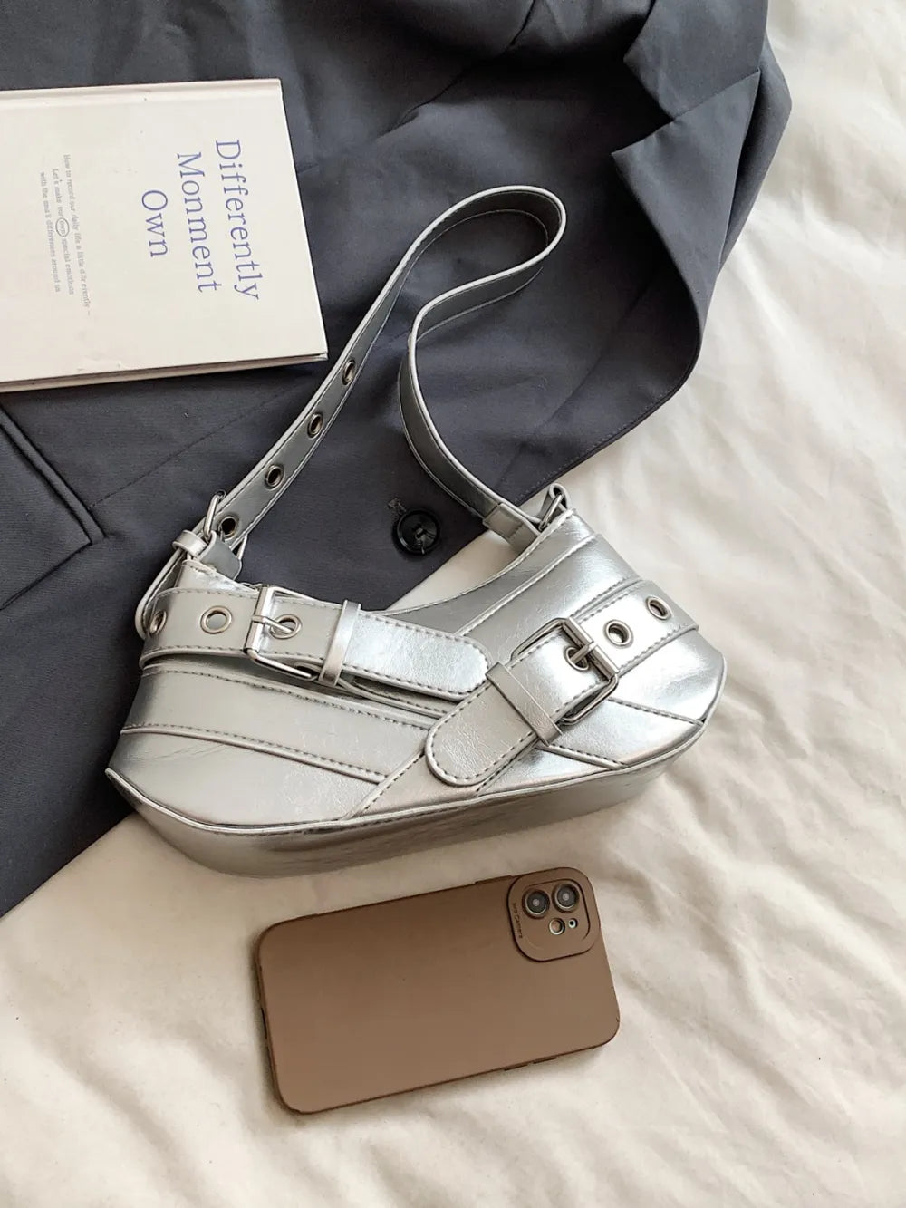 Chic PU Leather Buckle Shoulder Bag