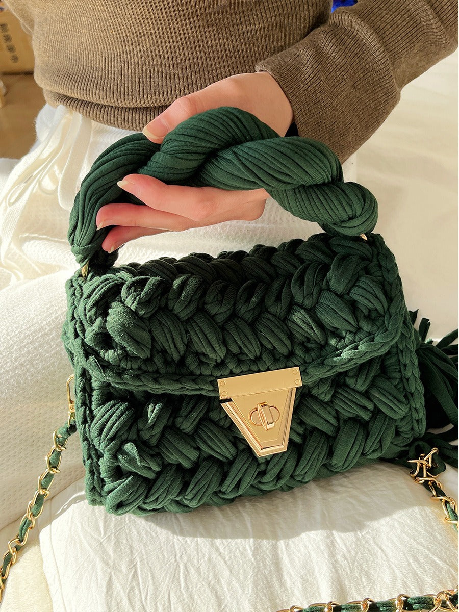 Hand Woven Crochet Shoulder Bag with Tassels