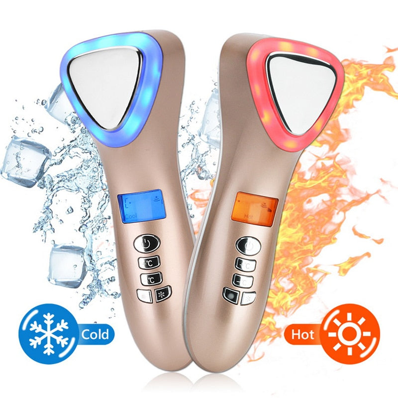 Ultrasonic Cryotherapy &amp; LED Hot-Cold Facial Massager