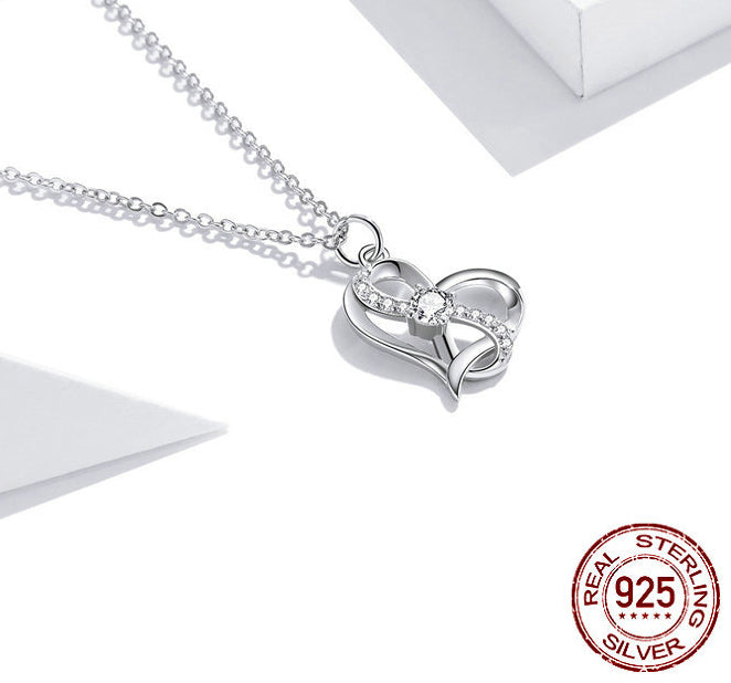 S925 Silver Necklace -  Heart-Shaped Pendant