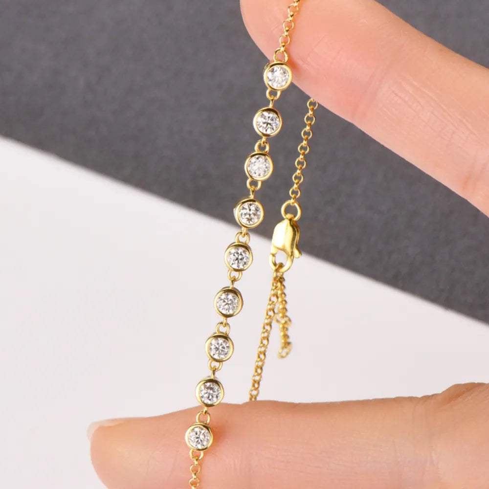 S925 Silver Bracelet - Inlaid Moissanite Elegance