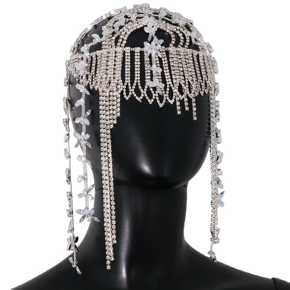 Fashionable Leaf Water Diamond Tassel Hair Chain – Elegant Women’s Headwear ✨