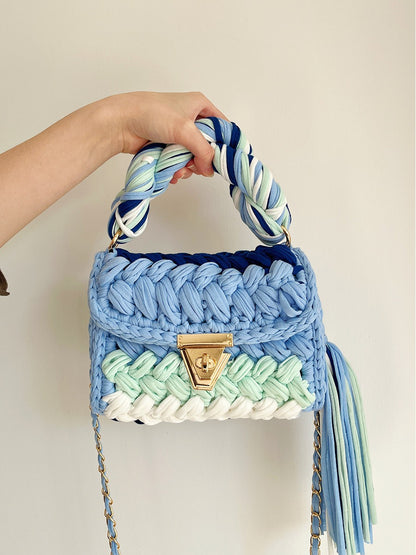 Hand Woven Crochet Shoulder Bag with Tassels