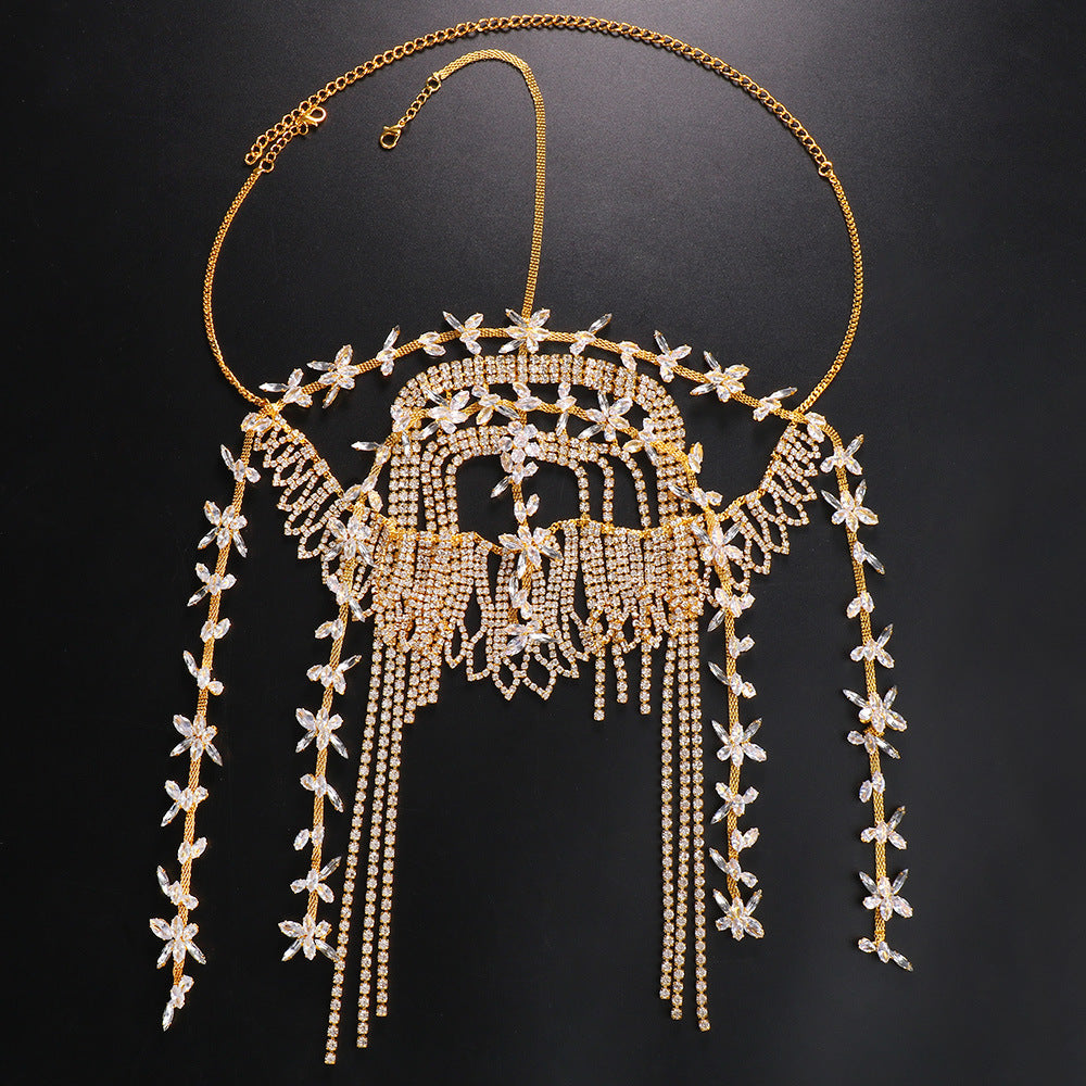 Fashionable Leaf Water Diamond Tassel Hair Chain – Elegant Women’s Headwear ✨
