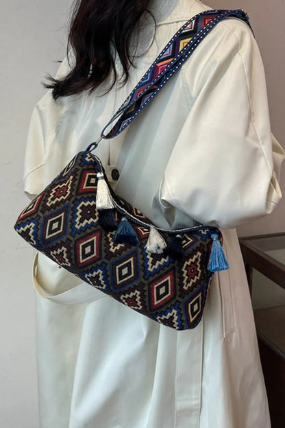 Tassel Strap Shoulder Bag with Adjustable Fit